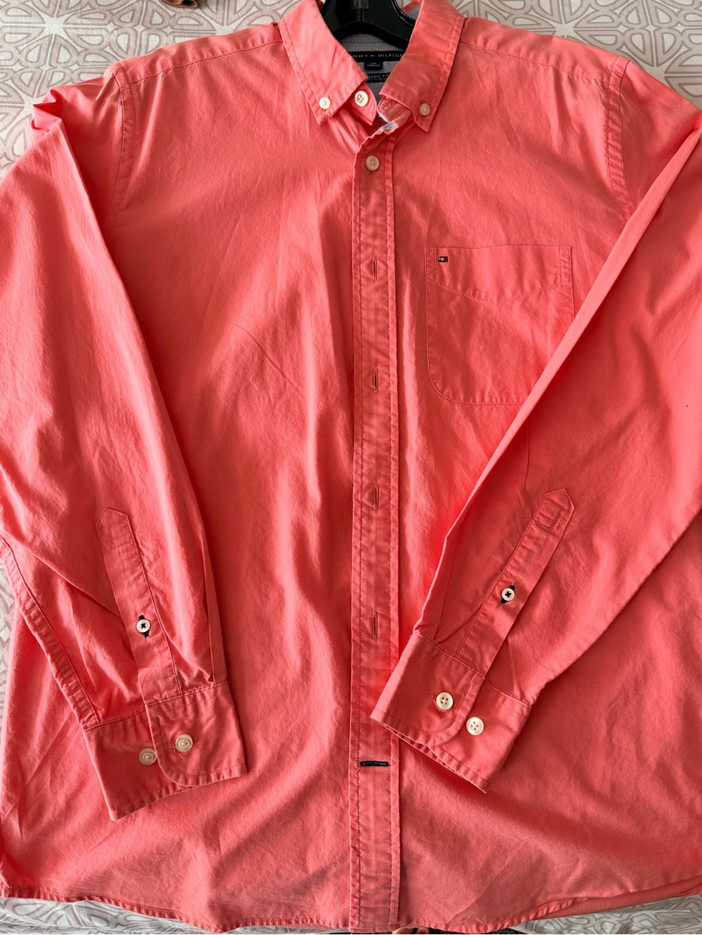 Tommy Hilfiger Coral-Pink Button-Down Long Sleeve Shirt